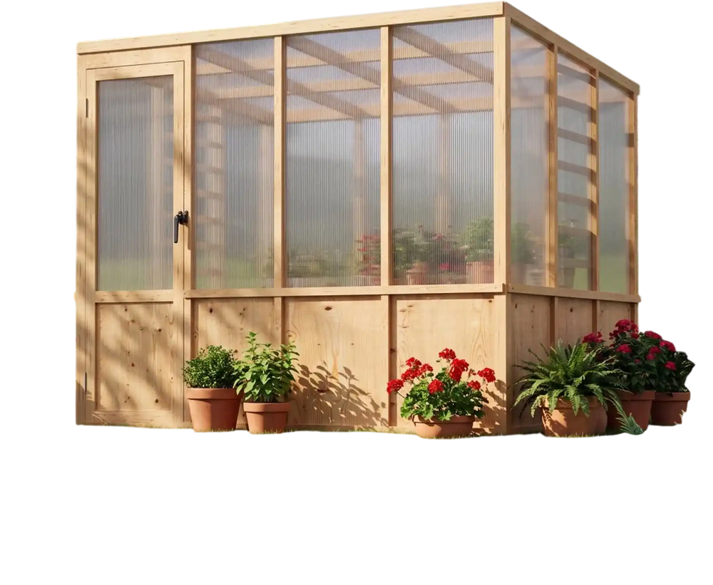 VEVOR Wooden Greenhouse 6'x8' Fir Wood Walk-In Greenhouse Kit Sloped Roof, for Outdoor Garden Backyard, Heavy Duty Green House with Polycarbonate Panels, Foldable Shelves, Tool Rails & Lockable Door