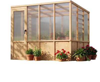 Vevor Greenhouse 6' x 8' Fir Wood Walk-In Sloped Roof Greenhouse Kit New