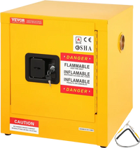 VEVOR Flammable Safety Cabinet, 11 Gal, Cold-Rolled Steel Flammable Liquid Storage Cabinet,  16.9 x 16.9 x 18.2 in Explosion Proof with 1 Door for Industrial Use, NFPA Code 30 OSHA Standards Yellow