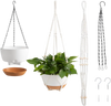 VEVOR Hanging Planters, 10 Inch Self-Watering Hanging Planter, 2 Pack Flower Pots with Drainage Hole & 2 Kinds of Plant Hangers, Plastic Basket Pots, for Garden Home Decor, Indoor & Outdoor Plants