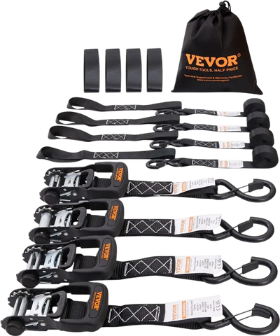 VEVOR Ratchet Tie Down Straps (4PK), 5208 lb Max Break Strength, Includes 4 Premium 1.6
