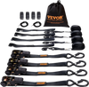 VEVOR Ratchet Tie Down Straps (4PK), 2200 lb Max Break Strength, Includes 4 Premium 1" x 15' Rachet Tie Downs with Padded Handles, for Moving Securing Cargo, Appliances, Lawn Equipment, Motorcycle