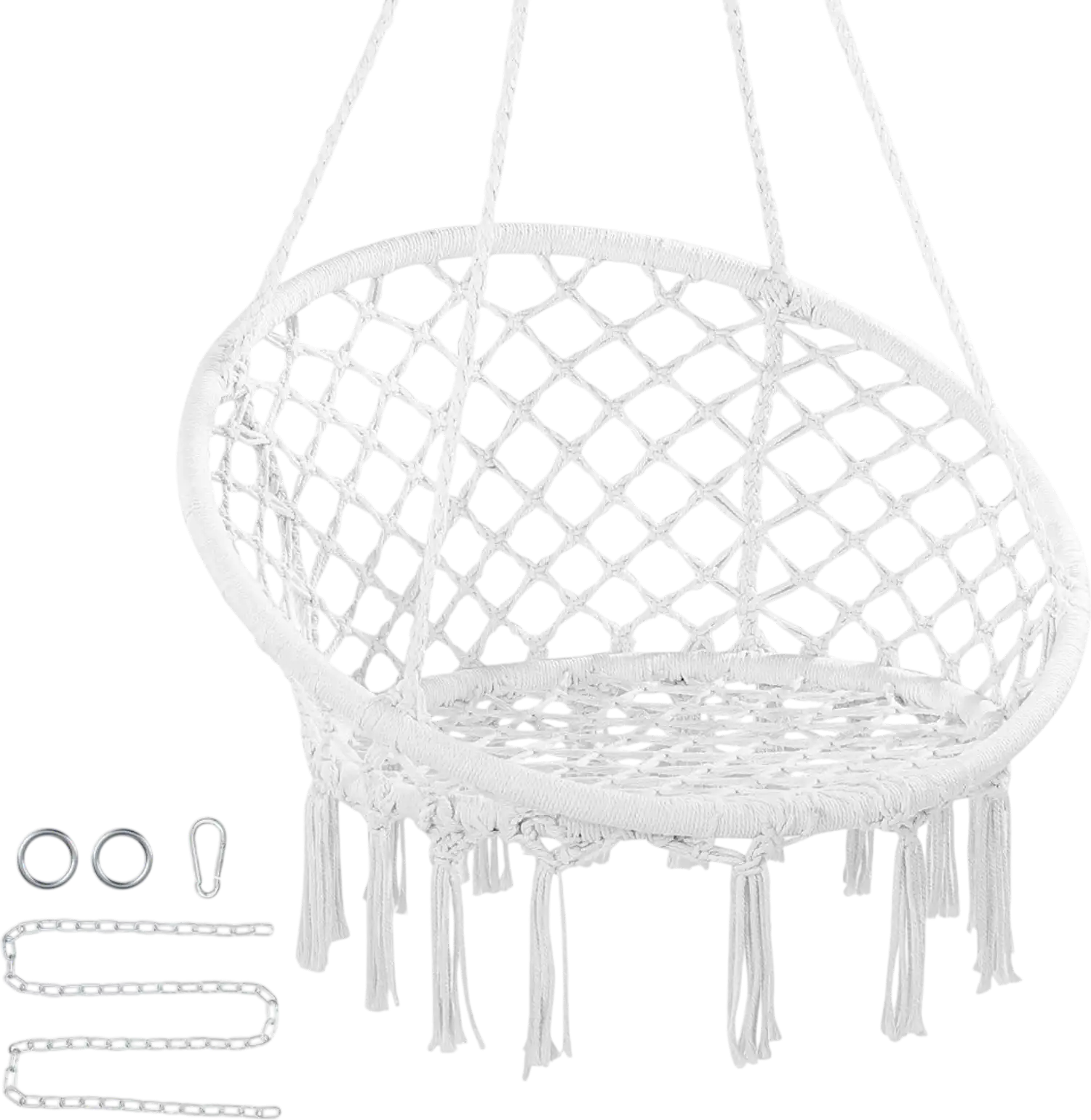 Vevor Hanging Chair Macramé Hammock Swing Chair Indoor Outdoor White New
