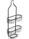VEVOR Shower Caddy, 3-Tier Hanging Bathroom Shower Storage Organization Shelves Rack Set, with Soap Holder and Hooks for Towels, Sponge, 40 lbs Large Weight Capacity, Fits Shower Head, Matte Black