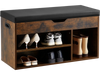 VEVOR Entryway Shoe Bench, 31.7 x 12.0 x 17.5 Inch Shoe Storage Organizer with Lift Top Storage Space, 300lbs Bench with Cushion Seat and 3 Cabinets for Hallway, Living Room, Bedroom, Brown + Black