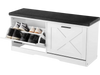 VEVOR Entryway Shoe Storage Bench, 39.4 x 12.0 x 18.7 Inch Shoe Organizer with Flip Drawers, 440lbs Narrow Shoes Rack Bench with Cushion & Flip Doors, for Hallway, Living Room, Bedroom, Black + White