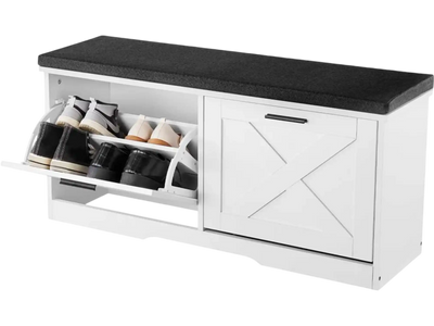 Vevor Shoe Rack Bench Entryway Storage Bench with Cushioned Seat and 2 Flip Drawers 39.4