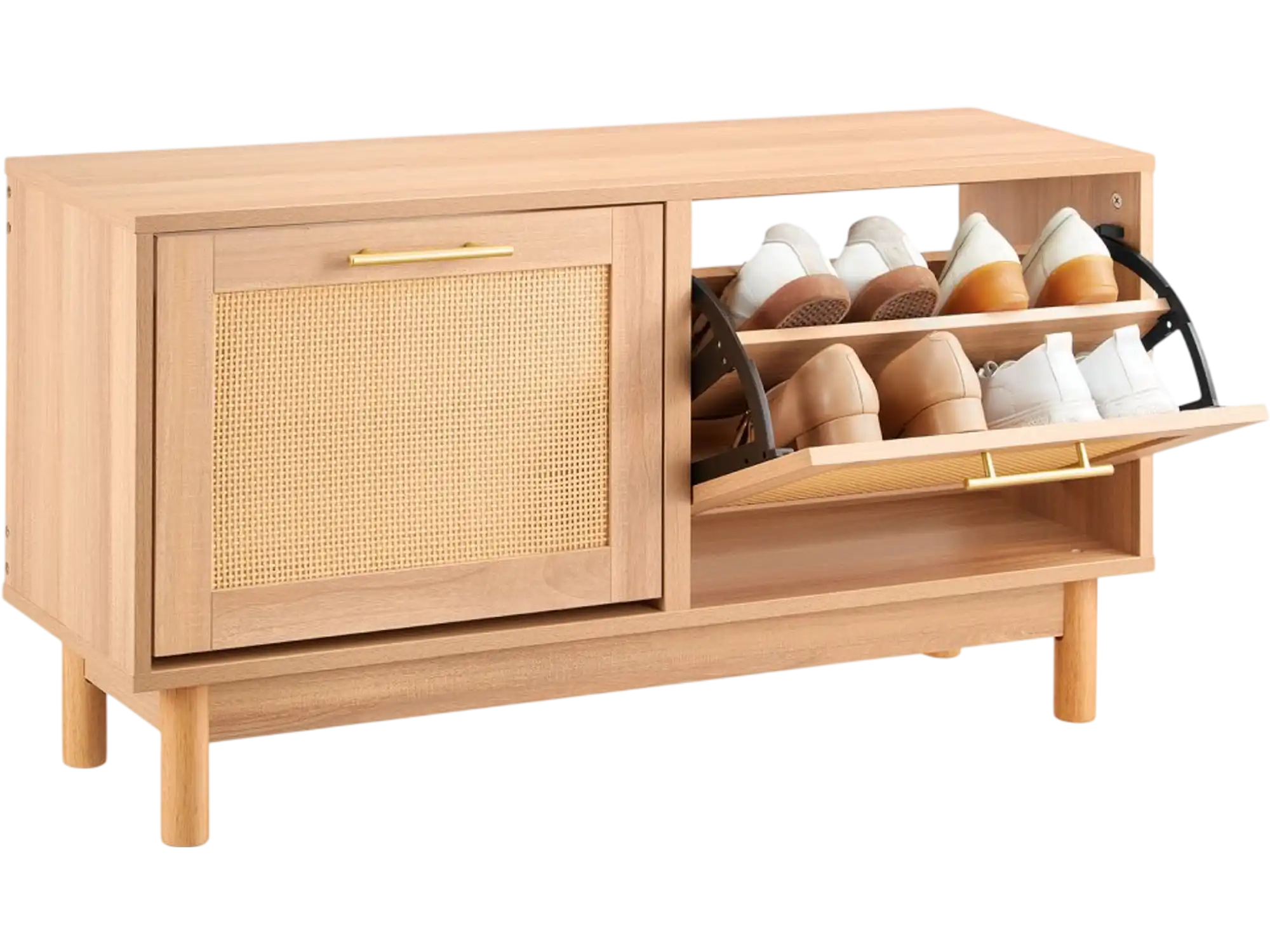Vevor Shoe Storage Bench Entryway Rattan-Style 39.4