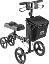 VEVOR Folding Knee Scooter, Carbon Steel Steerable Knee Walker with Height-Adjustable Handlebar & Knee Pad, All-Terrain Solid Wheels, Dual Brakes, Leg Recovery Scooter for Broken Ankle Foot Injuries