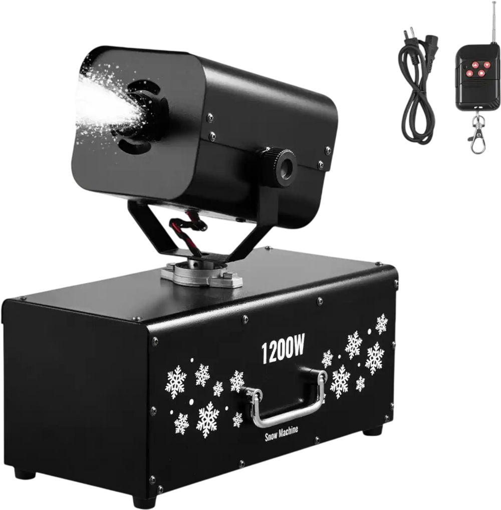 VEVOR Snow Machine, 1200W 90° Shaking Head Snow Maker with Wireless Remote Control, High Output Snowmaking Machine Coverage up to 12 ㎡ for Christmas Wedding Parties Stage Snowflake Effect