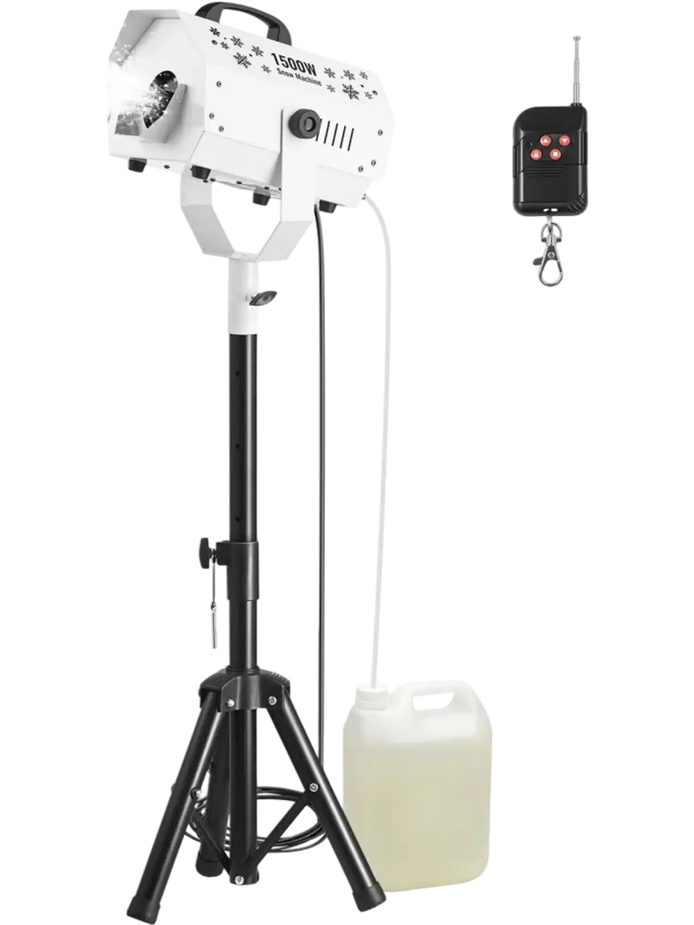 VEVOR Snow Machine, 1500W Fake Snow Maker with Adjustable Stand & Wireless Remote Control, High Output Snowflake Making Machine with 5L Tank for Christmas Party Stage Decor
