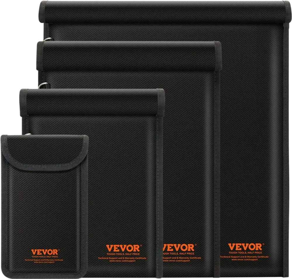 VEVOR Faraday Bags, 4 Pack Faraday Pouch Set for Laptop (16.9x15"), Tablet (13x10.2"), Phone (7.87x4.7") & Radio (10.6x7.8"), Fireproof Signal Blocking Holder, Anti-Theft & Anti-Hacking Pouch Blocker
