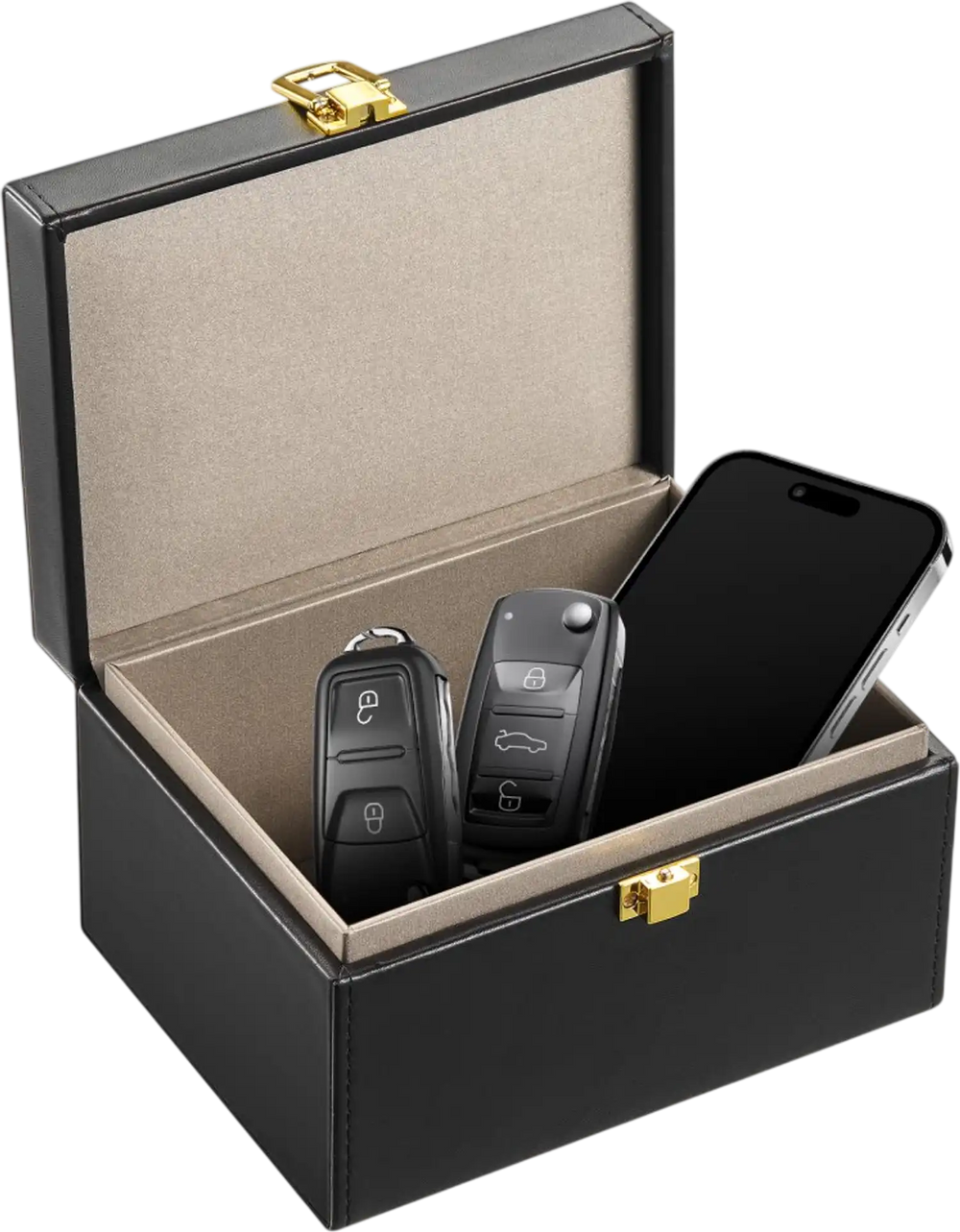 VEVOR Faraday Box, PU Leather Signal Blocking Holde, Keyless Fob Protector Shielding for WiFi, RFID, GPS, Bluetooth & 5G, Anti-Theft Box and Anti-Hacking Case Blocker, Black(6.3 x 5.1 x 3.7")