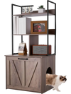 VEVOR Cat Litter Box Enclosure Furniture, 23.6 in Hidden Litter Box Cabinet with Storage Shelves, Modern Style, Waterproof Cat Washroom Side Table Cat House, Fit Most of Litterbox, for Living Room