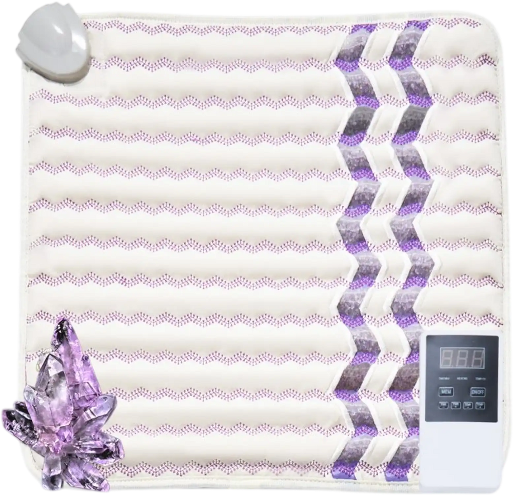 VEVOR Far Infrared Heating Pad, Amethyst Gemstones Heating Mat with Negative Ions, 103-159℉ Hot Gemstone Therapy Mat with 0-12 Hours Timer for Back Hip Pain Relief (18 x 18-inch)