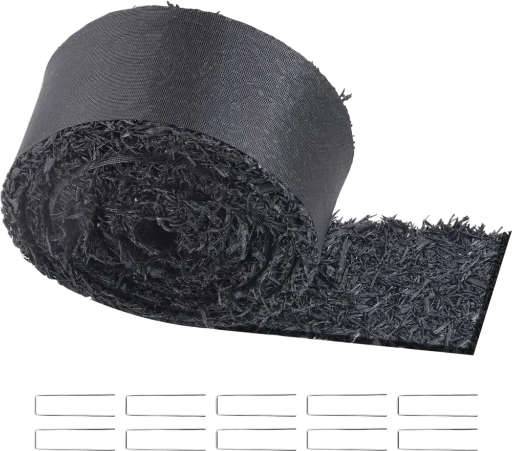 VEVOR Rubber Mulch for Landscaping, Recycled Rubber Mulch Mat 120 x 4.5 in, Permanent Rubber Pathway, Natural-Looking Black Mulch Garden Edging Border for Plants, Vegetables & Flower Garden Barrier