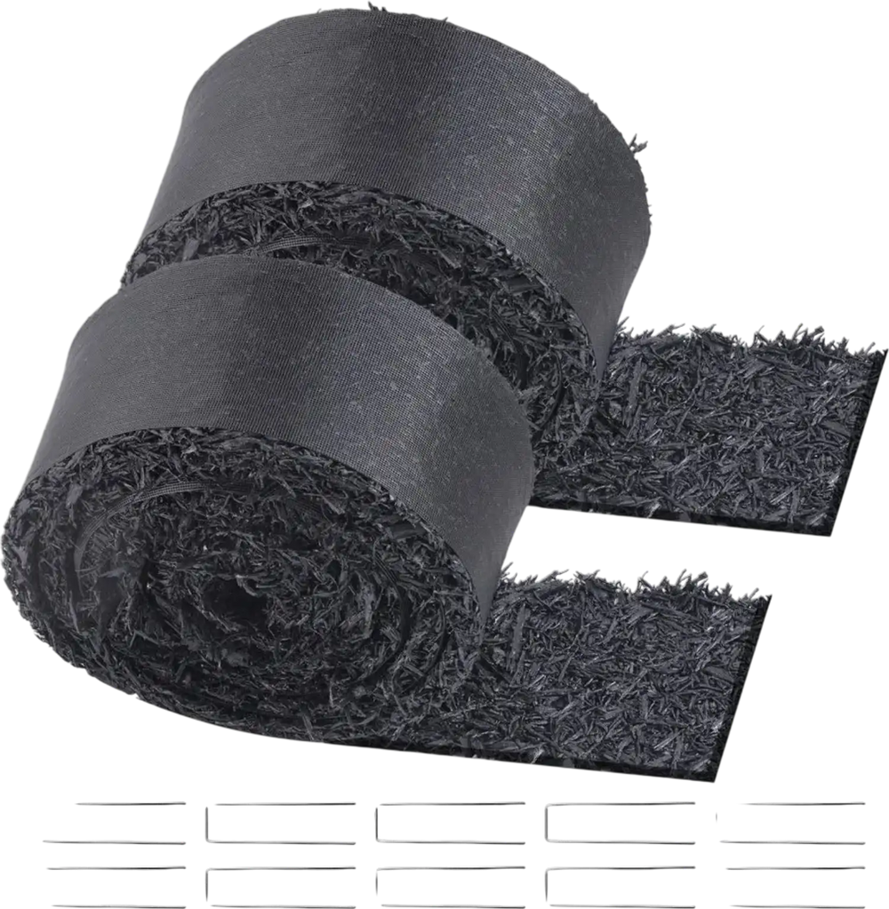 VEVOR Rubber Mulch for Landscaping, 2 Rolls Recycled Rubber Mulch Mat 120 x 4.5 in, Permanent Rubber Pathway, Natural-Looking Black Mulch Garden Edging for Plants, Vegetables & Flower Garden Barrier