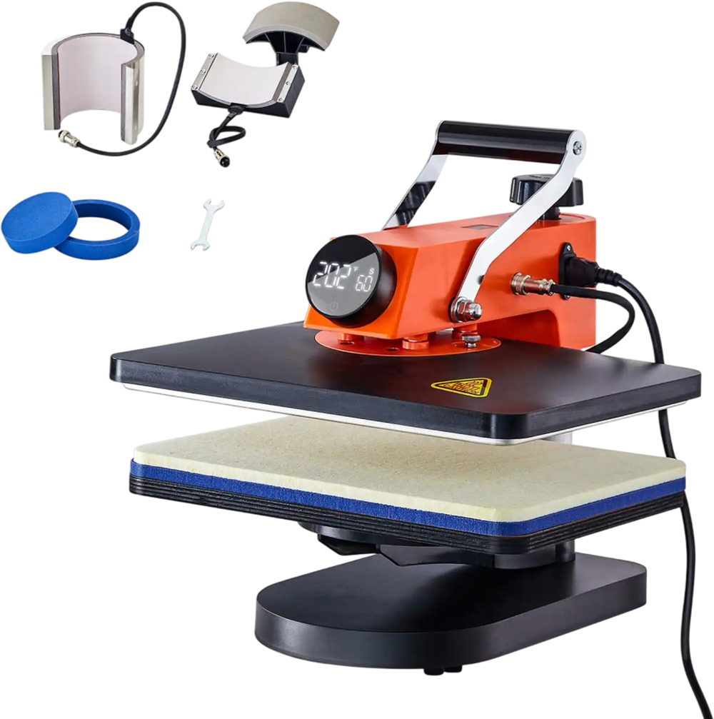 VEVOR 5-in-1 Heat Press Machine, 12" x 15" Fast Heating, 360 Swing Away Digital Sublimation Transfer, T-Shirt Vinyl Transfer Printer for Banners Canvas Bag Shirts Pillow Cups  Tested to UL Standards