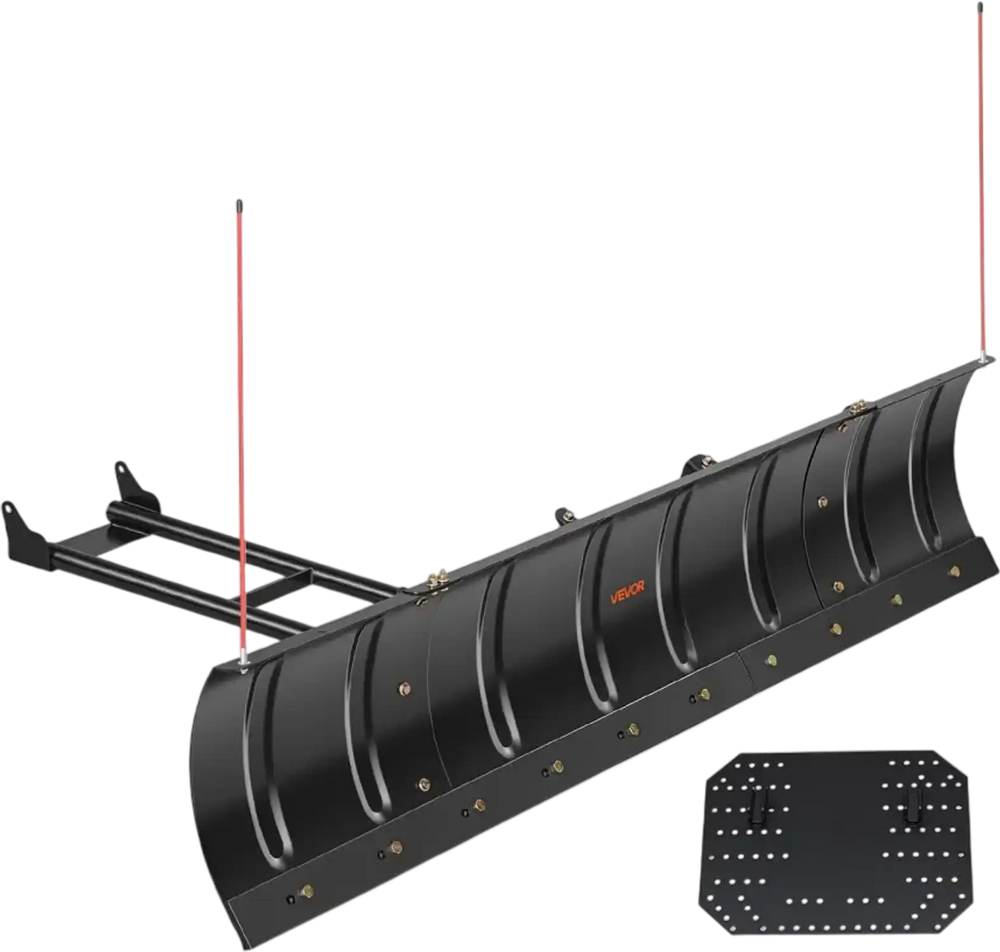VEVOR Snow Plow Kit 43 in/72 in Width Adjustable Universal Plow Attachment, for Most ATVs and UTVs, Height & Left-Right Adjustable, 3 Mount Options, Steel ATV Scrape Blade, Efficient Snows Clearing
