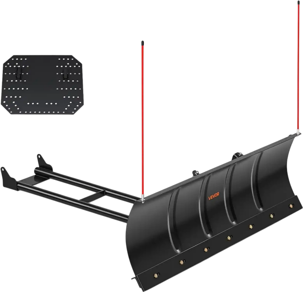 VEVOR Snow Plow Kit 48 in Universal Plow Attachment 3 Mount Options Black, for Most ATVs and UTVs, Height & Left-Right Adjustable, Quick to Detach, Steel ATV Scrape Blade, Efficient Snows Clearing