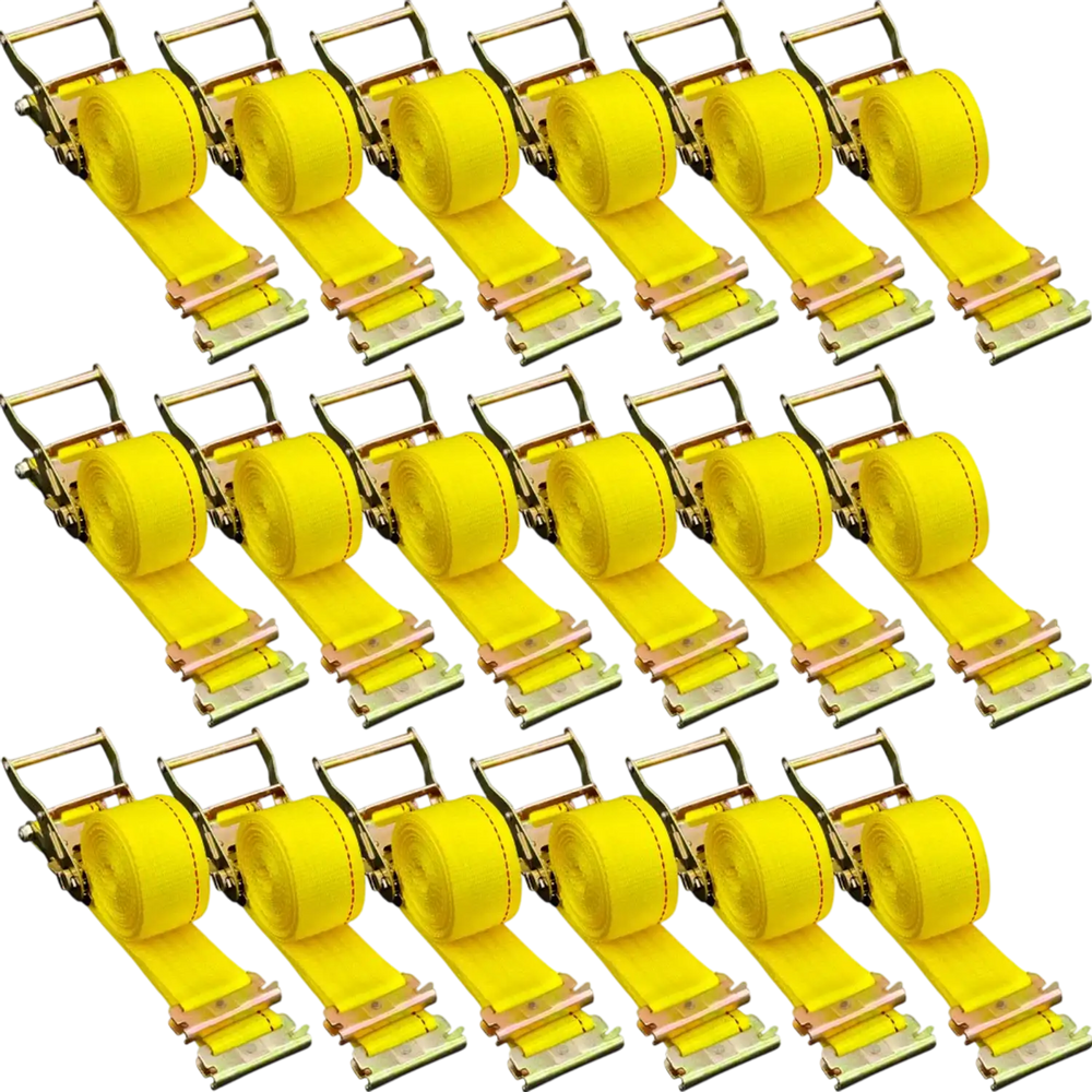 VEVOR E Track Ratchet Strap, 18PCS 2\" x 15\' E-Track Straps 4400 LBS Breaking Strength, with Polyester Webbing & Spring Fitting & Ratchets, Durable Tie-Downs for Motorcycles, Tire, Trailer Loads
