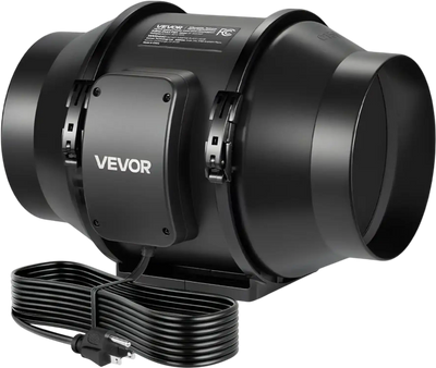 VEVOR Inline Duct Fan, 6 in Quiet Inline Exhaust Fan, 380 CFM Powerful AC-Motor Ventilation Fans for Cooling Booster, High Air Flow, Vent Blower Fans for Indoor Grow Tents Basement Hydroponics