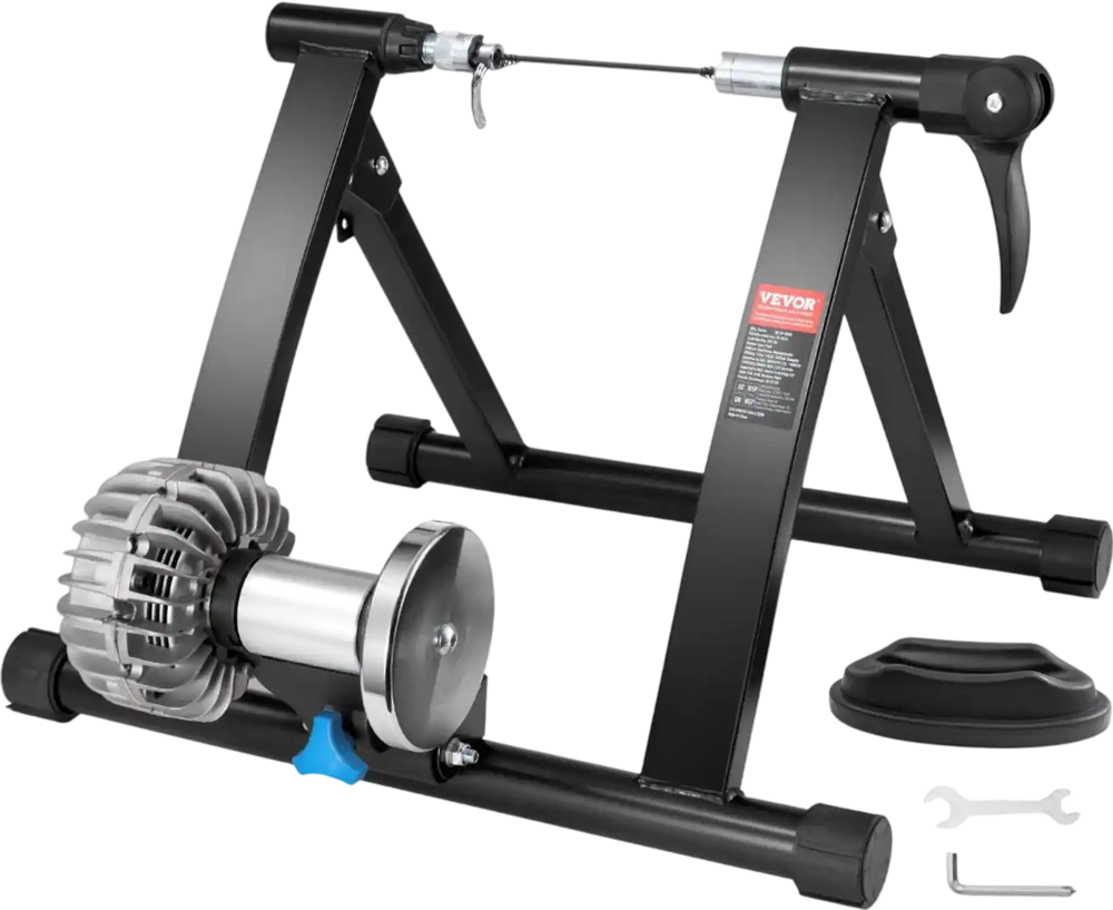 VEVOR Bike Trainer Stand, Fluid Stationary Bike Stand for 26"-29" Wheels, Noise Reduction Fluid Flywheel, Portable Cycling Stand for Indoor Riding Exercise, with Quick-Release Lever & Front Wheel Rise