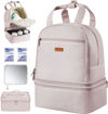 VEVOR Breast Pump Backpack, Breast Feeding Bag with Ice Pack, Fits for S1/S2, Pumping Accessories & Breastmilk Storage, Portable Pump Carrying Case for Work, Travel and Family Use, Light Pink