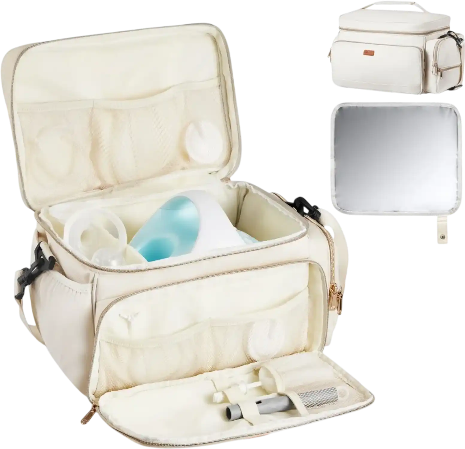 Vevor Breast Pump Bag Waterproof Mat Portable Pump Carrying Case Beige New