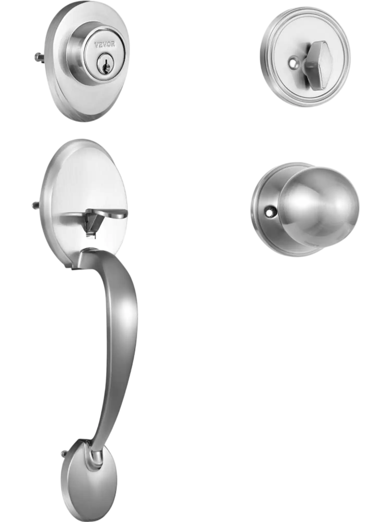 Vevor Front Door Handleset Satin Nickel Single Cylinder Deadbolt Lock Set New