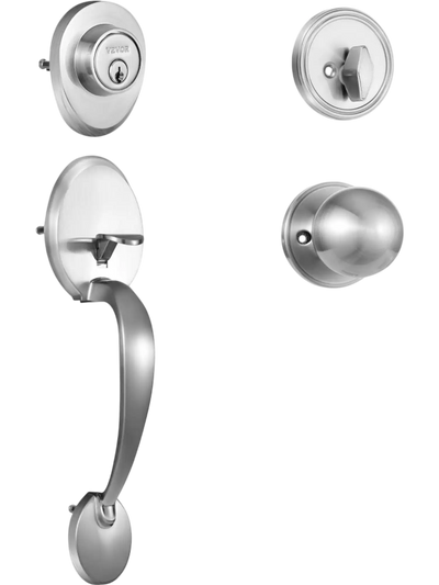 Vevor Front Door Handleset Satin Nickel Single Cylinder Deadbolt Lock Set New