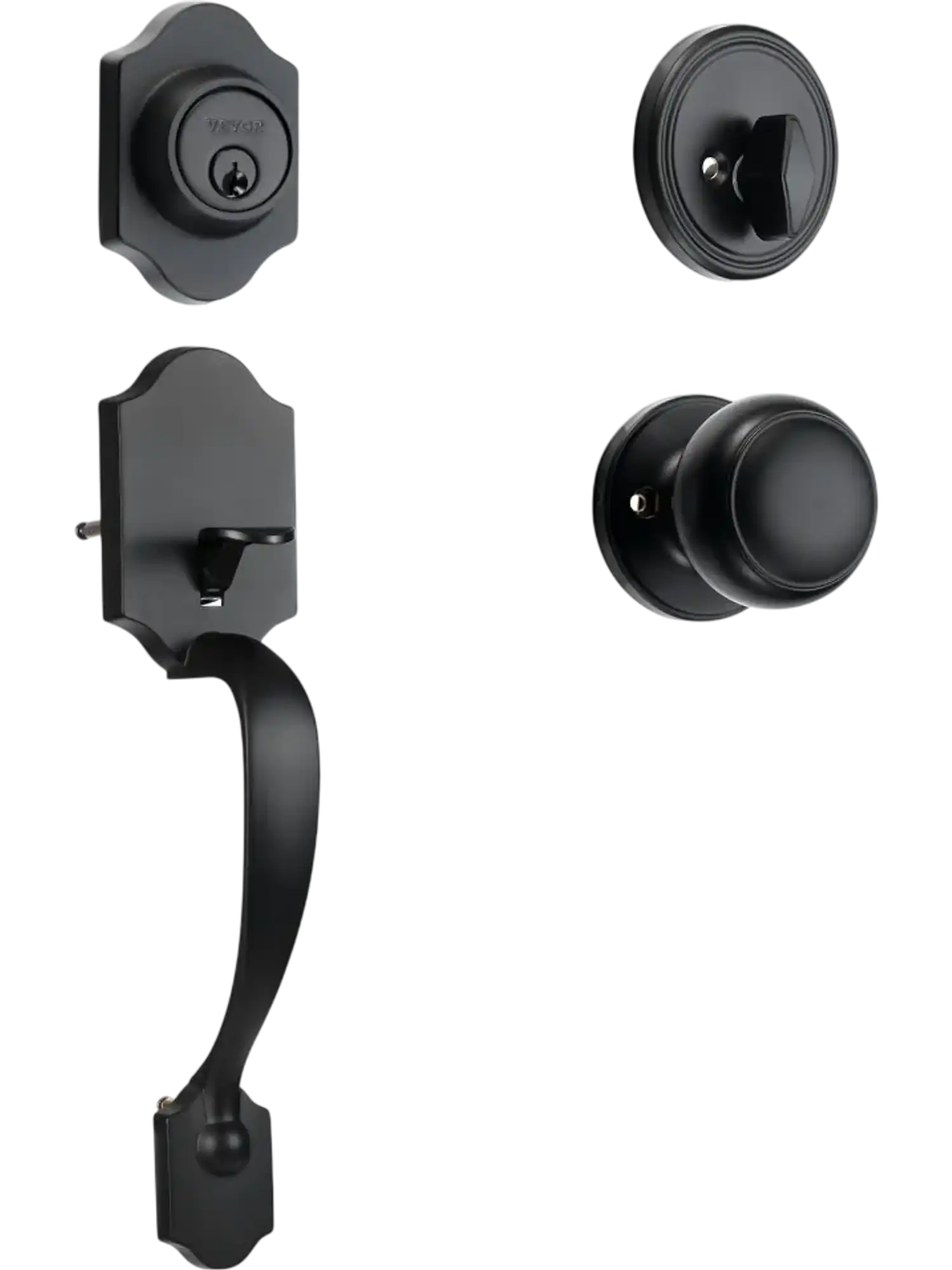 Vevor Front Door Lock Set Matte Black Single Cylinder Handleset with Interior Knob New