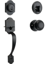 VEVOR Front Door Handle and Deadbolt Set, Matte Black Front Door Lock Set with Interior Knob,  Adjustable Hole Spacing Single Cylinder Handleset, for Right and Left Handed Entrance and Front Door