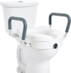 VEVOR Raised Toilet Seat, 5" Height Raised, 350 lbs Weight Capacity, for Round and Elongated Toilet, Twist Lock Installation,19.1" - 21.7" Adjustable Width, for Elderly, Handicap, Patient, Pregnant, M