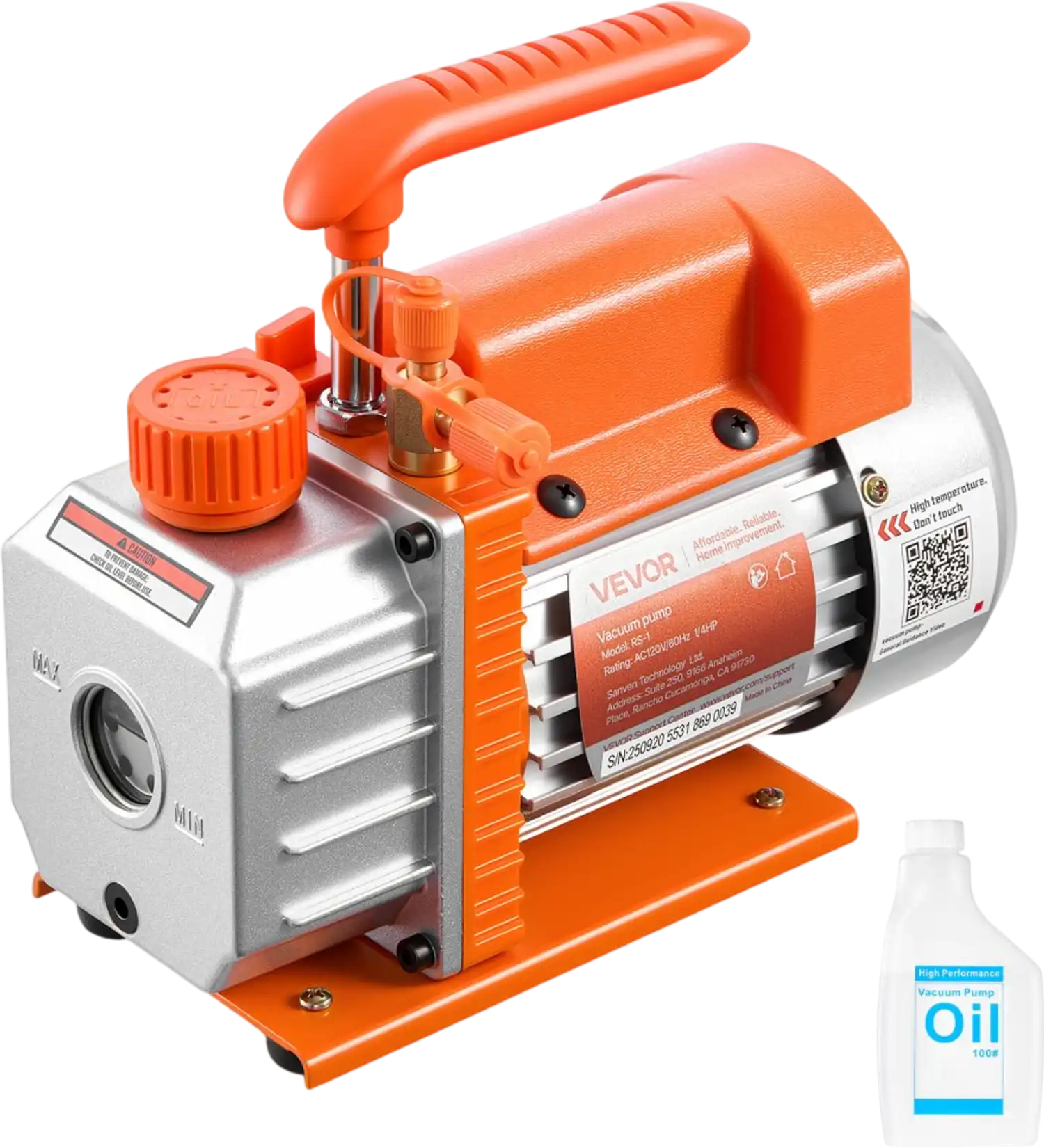 Vevor Vacuum Pump 3.5 CFM 1/4 HP Single-Stage Rotary Vane AC New