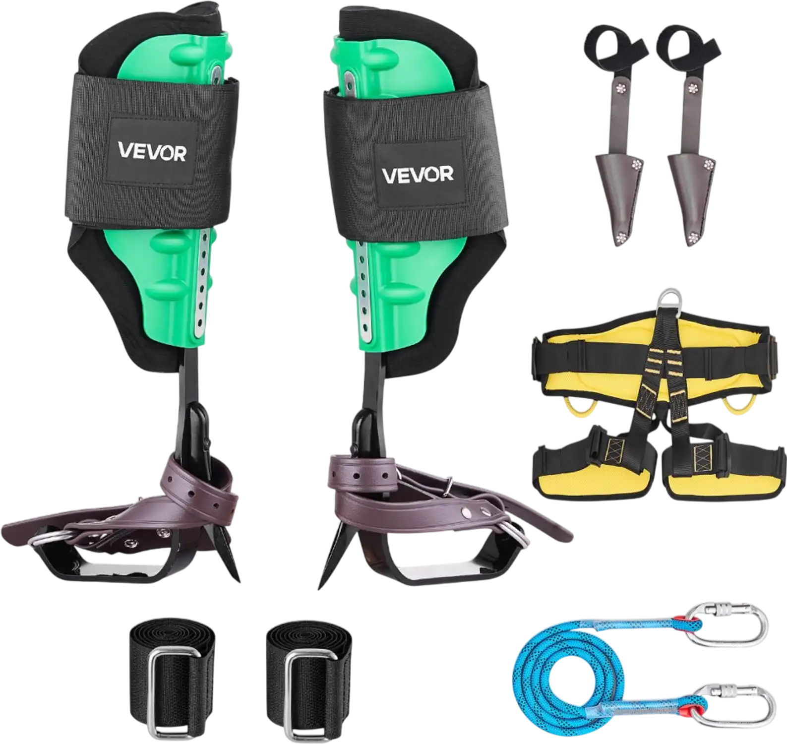 Vevor Tree Climbing Spikes Height-Adjustable Kit with Harness & Rope New