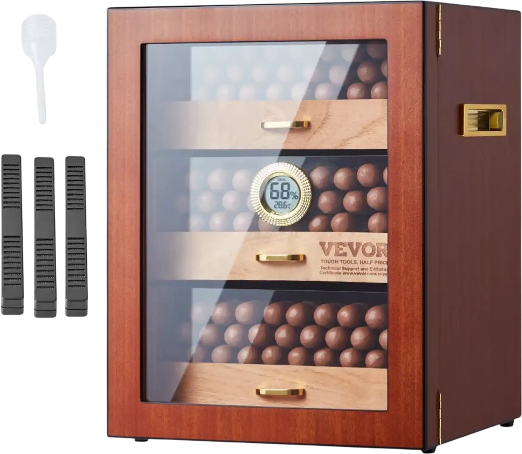 Vevor Cigar Humidor Cabinet Spanish Cedar Wood Glass Desktop Storage Case New
