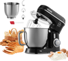 VEVOR Stand Mixer, 5.3QT + 4.4QT Two Stainless Steel Bowls, 10+P Speeds Tilt-head Food Mixer, Kitchen Mixer with Dough Hook, Wire Whip, Beater, Scraper, Household Stand Mixer for Baking Mixing, Black