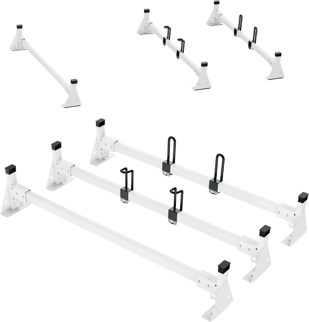 VEVOR Trailer Ladder Rack, 54" 3 Crossbars Ladder Roof Rack, Heavy-duty Steel Van Roof Ladder Rack, 800 lbs Capacity Van Ladder Rack with Straps, Fit for Ford Transit 150, 250, 350, 2015-2022