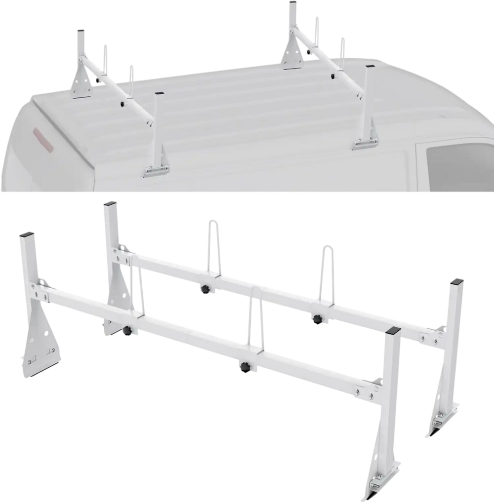 VEVOR Trailer Ladder Rack, 59" Adjustable Roof Rack, 2 Crossbars Van Roof Ladder Rack, 600 lbs Capacity Steel Van Ladder Rack, Fit for Chevrolet Express 1500 2500 3500/ Ford E150 E250 E350/ GMC Savana
