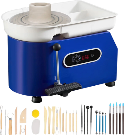 VEVOR Pottery Wheel, 450W, For Adults and Beginners, 11in Clay Wheel Machine,  Adjustable 60-300RPM Speed Handle and Pedal, ABS Detachable Basin, Accessory Kit for Craft DIY, LCD Touch Screen, Blue