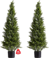 VEVOR Artificial Topiary Cedar Trees, 48 inch 2 Set Faux Pine Shrubs Plants, Fake Silk Tree Look Real, Easy Assembly for Decor Front Porch Outdoor Patio Garden Balcony Backyard Indoor Office