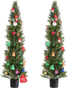 VEVOR Artificial Topiary Cedar Trees, 60 inch 2 Set Faux Pine Shrubs Plants, Fake Silk Tree Look Real, Easy Assembly for Decor Front Porch Outdoor Patio Garden Balcony Backyard Indoor Office