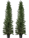 VEVOR Artificial Topiary Cedar Tree 8 Ft Set of 2 with Pot Greenery Decor, Premium PE Fake Trees, Year-Round Indoor & Outdoor Faux Green Plant for Front Door, Entryway, Porch, Balcony, Patio, Garden
