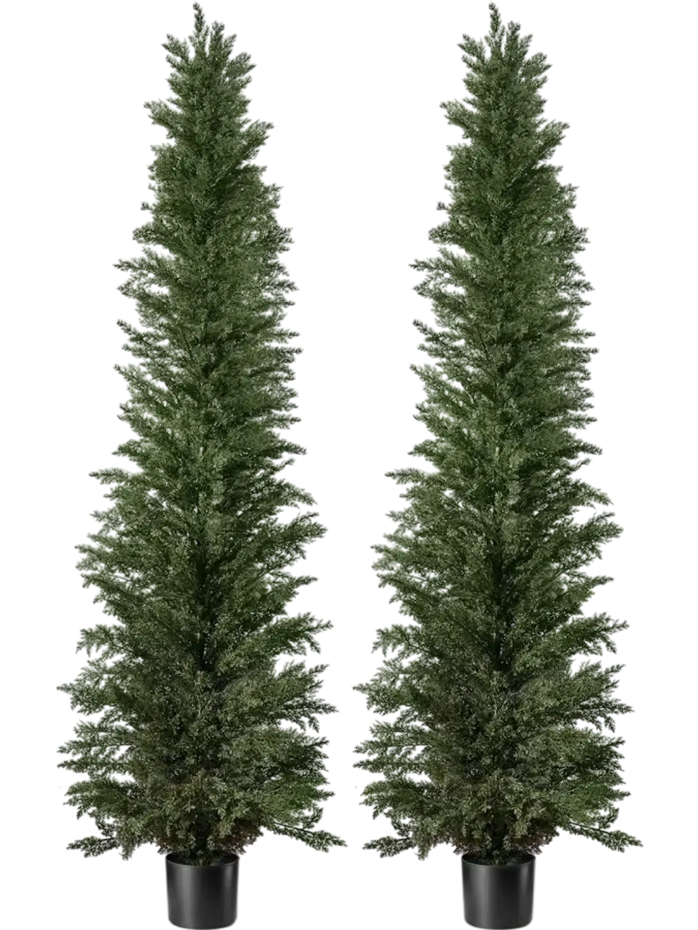 VEVOR Artificial Topiary Cedar Tree 8 Ft Set of 2 with Pot Greenery Decor, Premium PE Fake Trees, Year-Round Indoor & Outdoor Faux Green Plant for Front Door, Entryway, Porch, Balcony, Patio, Garden