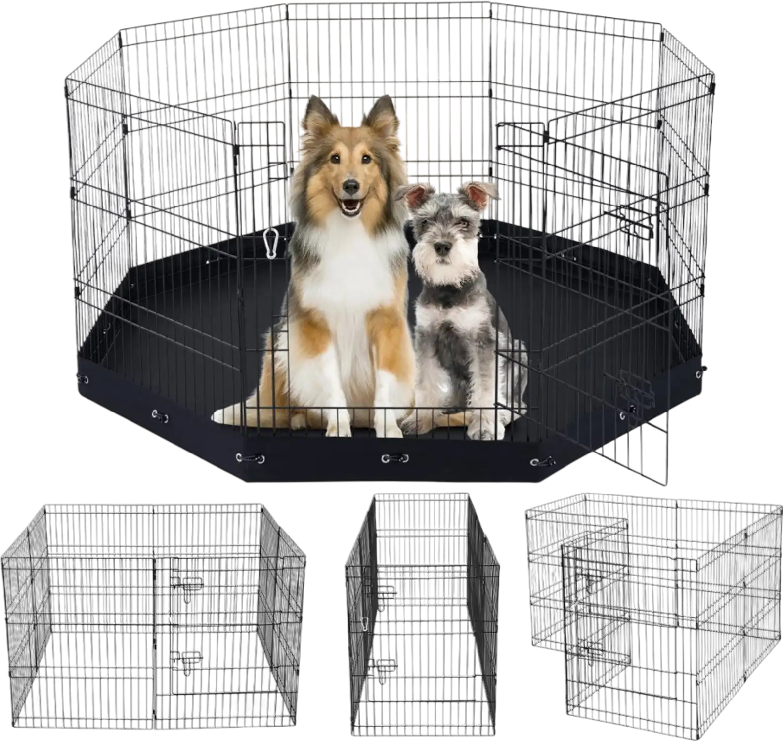 Vevor Dog Playpen Foldable Metal Pet Exercise Pen with Bottom Pad 30