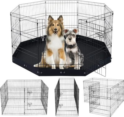 Vevor Dog Playpen Foldable Metal Pet Exercise Pen with Bottom Pad 30