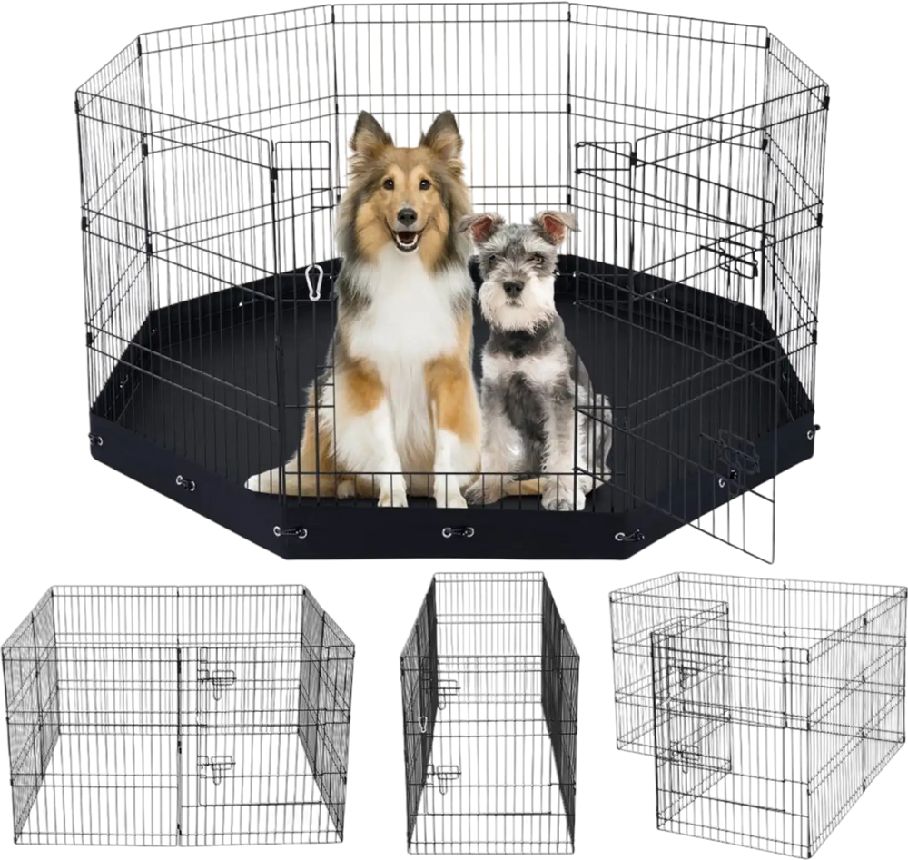 VEVOR Dog Playpen, 8 Pcs 30"H x 24"W Panels Foldable Metal Pet Exercise Pen, Dog Fence Indoor and Outdoor Pen with Door, 600D Oxford Fabric Bottom Pad, Pet Playpen for Dogs, Cats, Other Small Animals