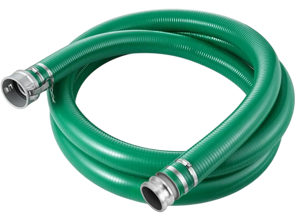 VEVOR Suction Hose 3" x 20 ft Heavy Duty PVC Suction Pump Hose Assembly, for Swimming Pool Trash Pump, 60 PSI Max Pressure, Weather & Burst-Resistant, Male x Female Cam and Groove Fittings, Green