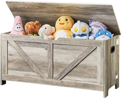 Vevor Toy Chest Kids Storage Bench Gray 39